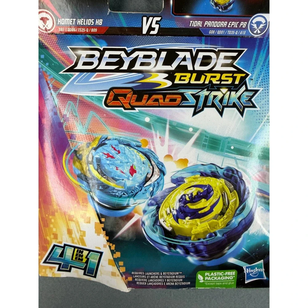 Hasbro Beyblade Burst‎ QuadStrike Komet Helios H8 vs Tidal Pandora Epic P8 Blue